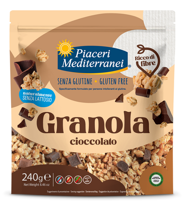 Granola Cioccolato 240g-Piaceri

Erleben Sie die köstliche Mischung aus glutenfreien Haferflocken und zarten Schokoladentröpfchen, die sich perfekt mit der knusprigen Textur der Granola verbinden