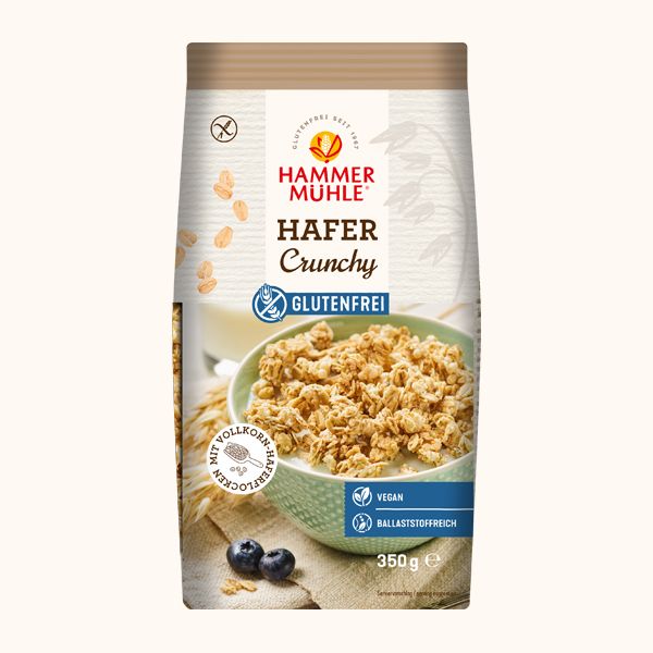 Hafer Crunchy 350g - Hammermühle

Mit Milch, pflanzlicher Alternative oder Joghurt genießen. Auch pur als Snack knusprig lecker. 