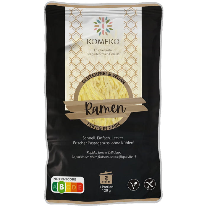 Ramen Reisnudeln 128g - Komeko

Glutenfreie frische Nudeln Ramen&nbsp;von Komeko. Frische glutenfreie Teigwaren aus Reismehl.
