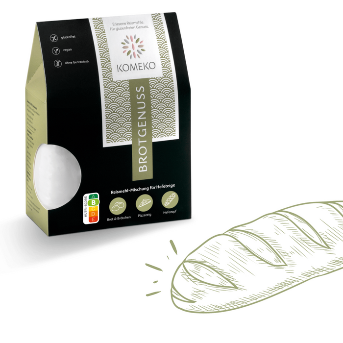 Brotgenuss Reismehl für Brot , Pizza, Germteig 500g - Komeko